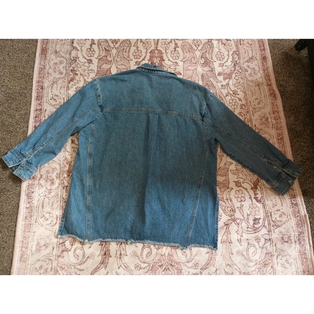 Anthropologie Pilcro Denim Shacket S/M Oversized Distressed Raw Hem Chore - Picture 6 of 12